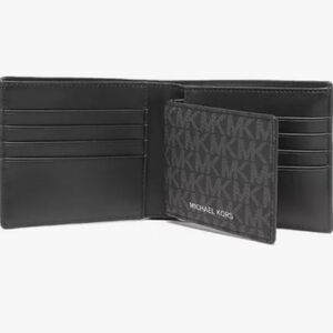 Michael Kors Cooper Signature Black Billfold w/ Removable Passcasw